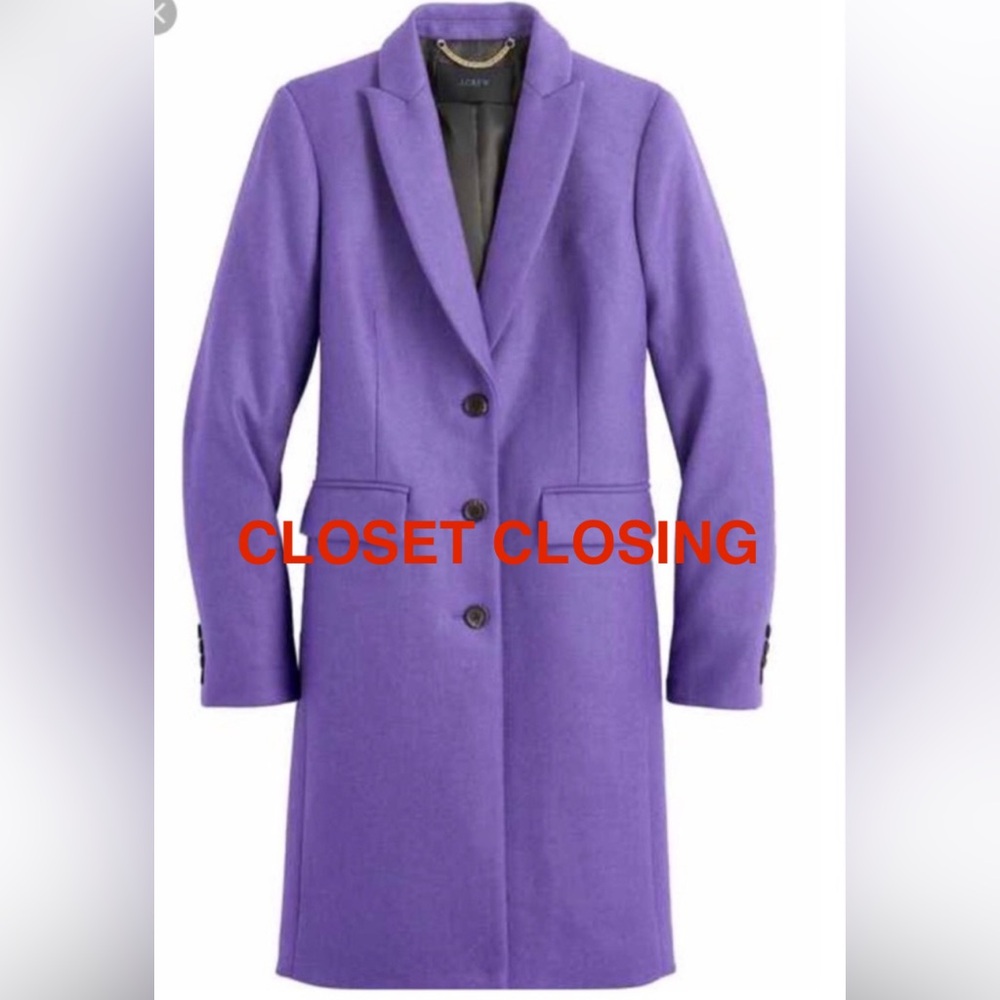 J. Crew Parke Topcoat in Icy Purple NWT Sz 2